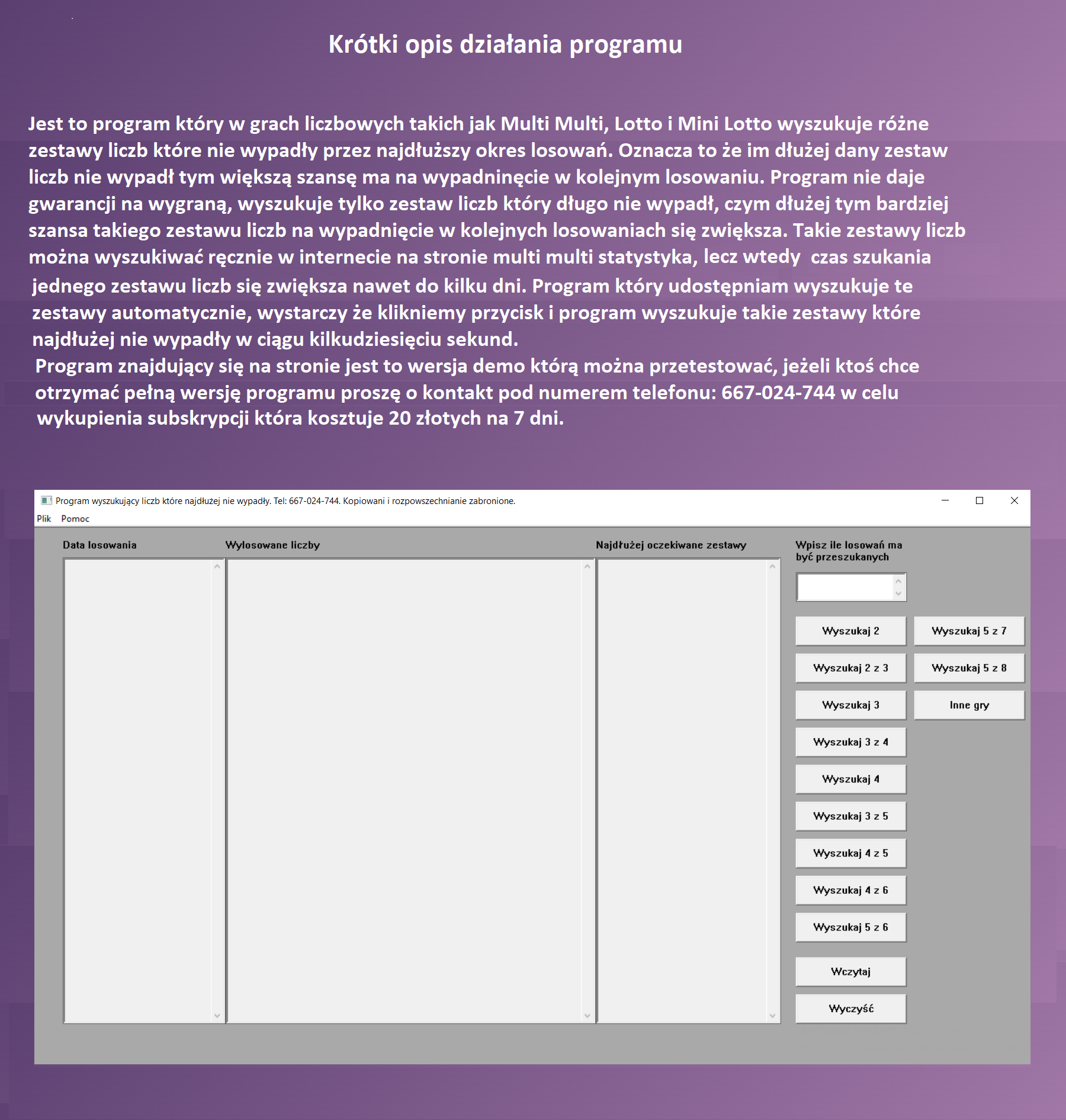 Zrzut ekranu programu